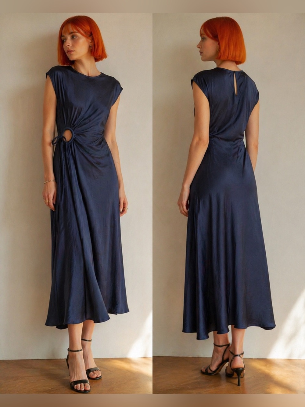 New Navy Twist-Detail Midi Dress